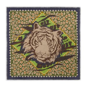 Codello Wool blend scarf with tiger print