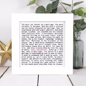 Anniversary Gift Framed Print in a Gift Box