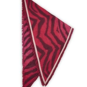 Codello XL pink jacquard triangular scarf tiger skin pattern
