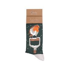 Wrendale - 'A Little Red Robin' Robin Men's Christmas Socks