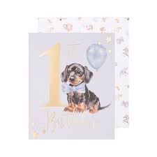 Wrendale - 'A Pawsome Day - 1st Birthday' Dachshund Card