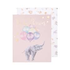 Wrendale - 'Up and Away - Baby Shower' Elephant Card