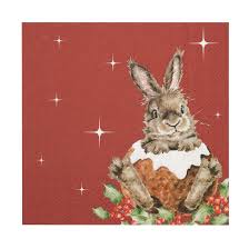 Wrendale - 'Merry Little Christmas' Rabbit Cocktail Napkin