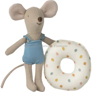 Maileg - Beach Mouse with Float - Little Sister - Multi Dot