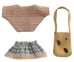 Maileg - Clothes and bag, Little sister mouse