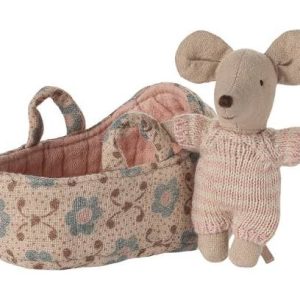 Maileg - Baby Mouse In Carry Cot - Rose