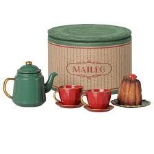 Maileg - Christmas Tea Set Mouse Size Red & Green