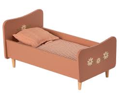 Maileg - Wooden bed, Mini - Rose